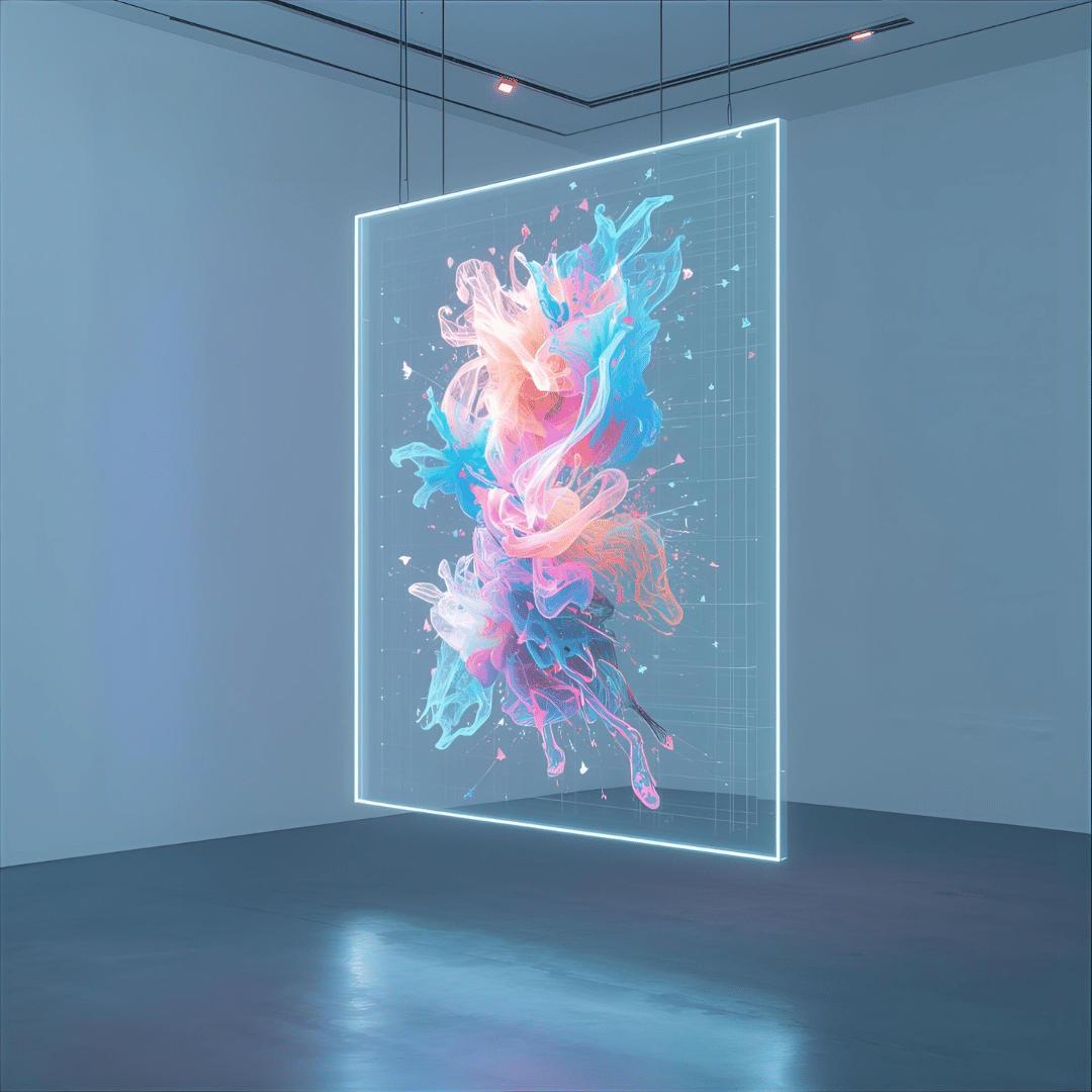 Voorbeeld van een transparant LED scherm