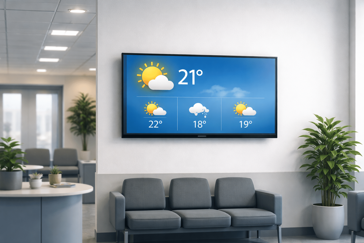 Wachtkamerscherm in huisartsenpraktijk